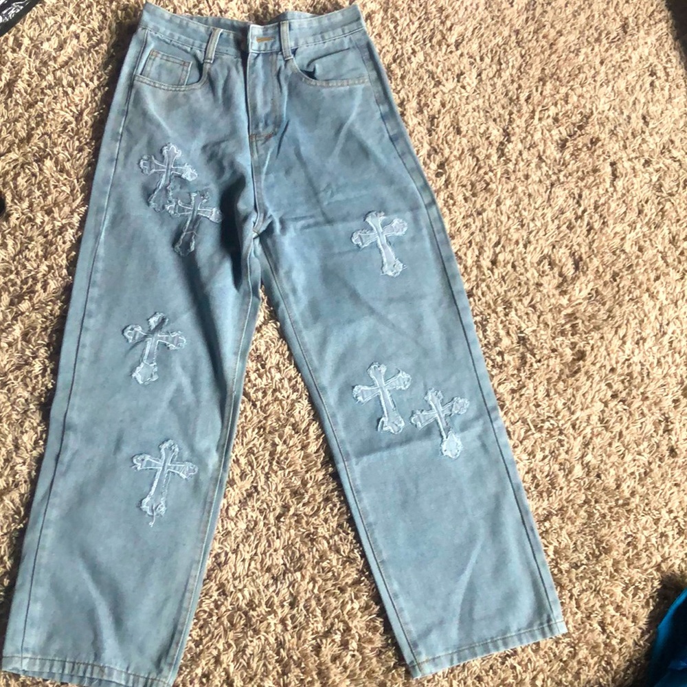 Low mid-rise baggy jeans streatwear